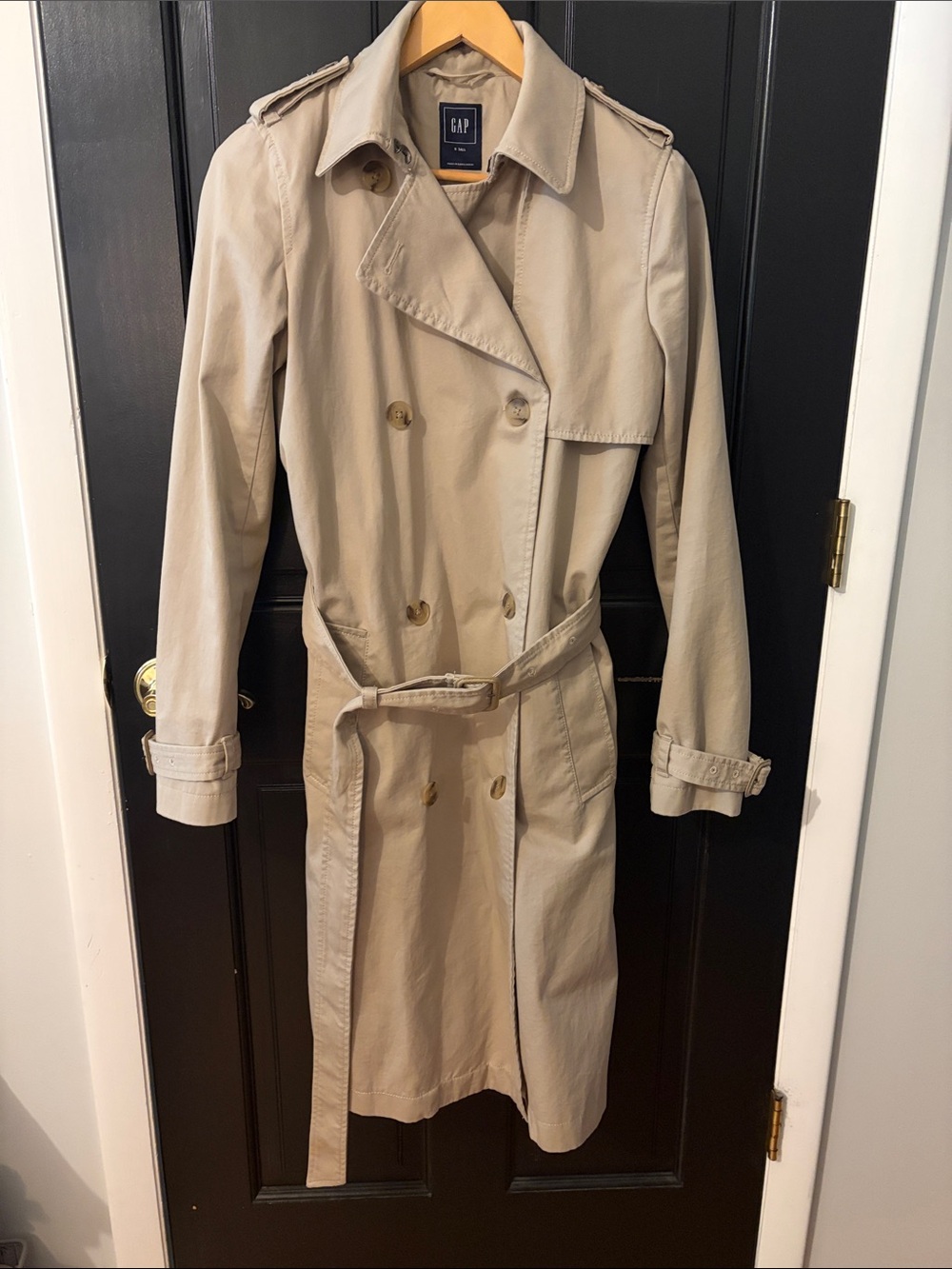 GAP Khaki Double-Breasted Trench Coat with Belt